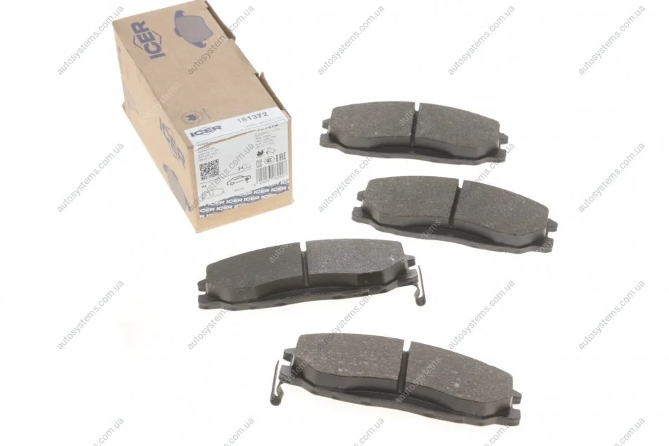Колодки гальмівні (передні) Hyundai Santa Fe/Trajet 00-12/Ssangyong Actyon/Kyron 05-/Rexton 02- ICER 181372 (фото 1)