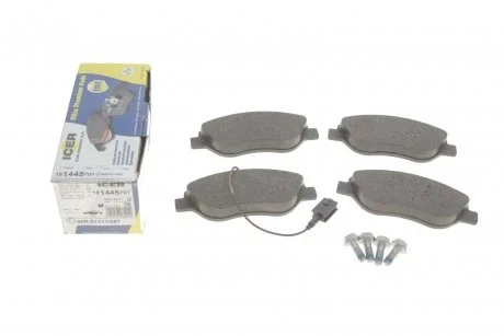 Колодки гальмівні (передні) Fiat Stilo 01-08/Bravo 07-14/Alfa Romeo Mito 08-15 (+датчик) ICER 181445-701