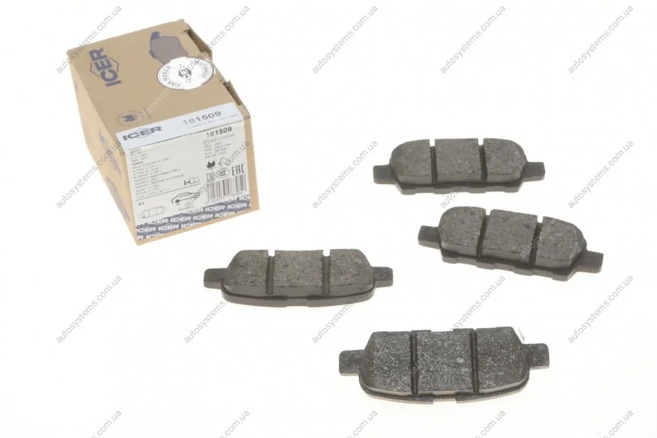 Колодки гальмівні (задні) Renault Koleos 08-/Nissan Qashqai/Tiida 07-13/Teana/X-Trail 01-13 ICER 181509 (фото 1)