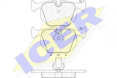 Колодки гальмівні (задні) MW 3 (E46) 00-07/X3 (E83) 04-11/Land Rover Range Rover 02-12 ICER 181552