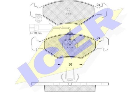 Тормозные колодки дисковые, комплект ICER 181603