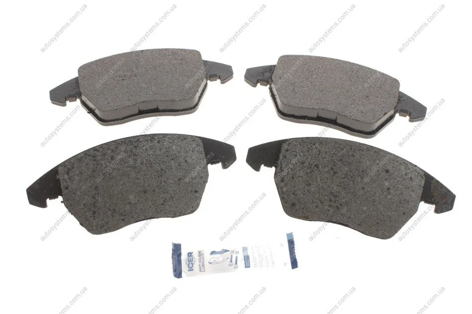 Колодки гальмівні (передні) Citroen C4 04-11/Peugeot 207/308 07-14/208 12-/307 03-09/3008 09-16 ICER 181637 (фото 1)