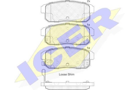 Тормозные колодки дисковые, комплект ICER 181668