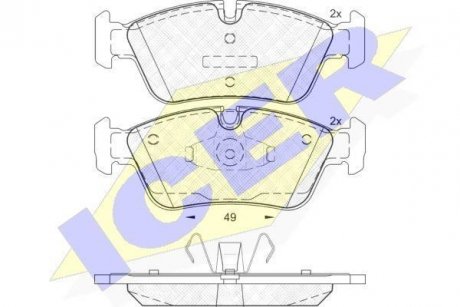 Колодки гальмівні (передні) BMW 1 (E81/E87) 03-13/3 (E46) 98-07/3 (E90-E93) 04-13 ICER 181698