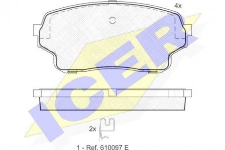 Колодки гальмівні (передні) Suzuki Grand Vitara 01-05/XL-7 01-06 ICER 181715