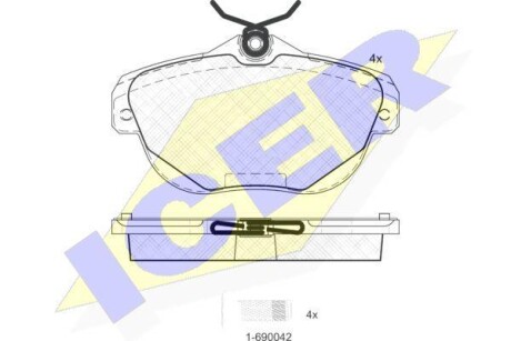 Тормозные колодки дисковые, комплект ICER 181768