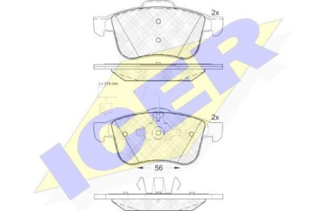 Тормозные колодки дисковые, комплект ICER 181772