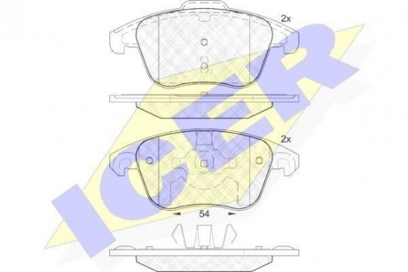 Колодки гальмівні (передні) Citroen C4 04-/Peugeot 207/307/308/3008 02- ICER 181866-200 (фото 1)