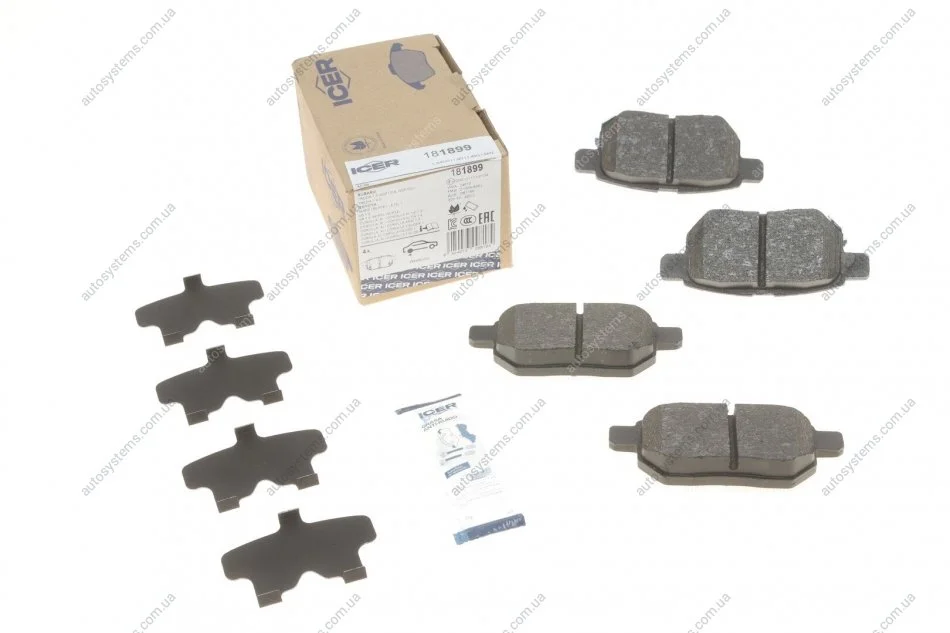 Колодки гальмівні (задні) Toyota Corolla/Auris 06-14/IQ/Urban Cruiser 09-15/Prius 12-/Yaris 05- ICER 181899 (фото 1)