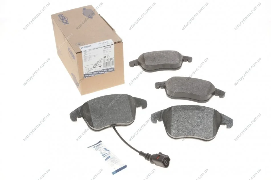 Колодки гальмівні (передні) Audi Q3 11-18/VW Passat B8 14-/Tiguan 07-/Sharan 10- (+датчик) ICER 181923 (фото 1)