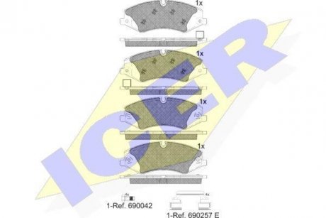 Колодки гальмівні (передні) Land Rover Discovery IV/V 09-/Range Rover III/IV/Sport I/II 06- ICER 181957-203