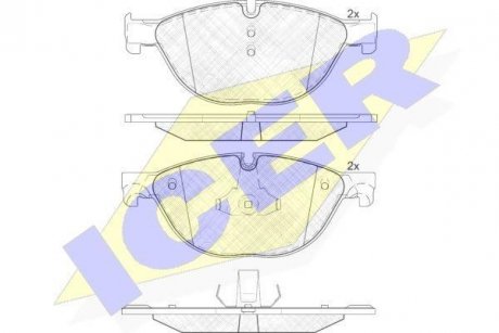 Колодки гальмівні (передні) BMW 5 (F07/F10/F11) 09-17/6 (F06/F13) 11-18/7 (F01/F02/F03/F04) 08-15 ICER 181961