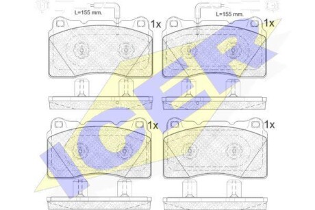 Тормозные колодки дисковые, комплект ICER 182010