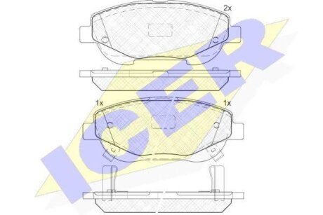 Колодки гальмівні (передні) Toyota Avensis 08-18/Verso 2.0-2.2 D-4D 09- ICER 182022