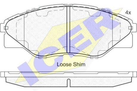 Тормозные колодки дисковые, комплект ICER 182066