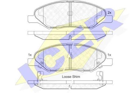 Колодки гальмівні (передні) Nissan Micra II/III 92-10/Note 06-12/Tiida 07-12 ICER 182074