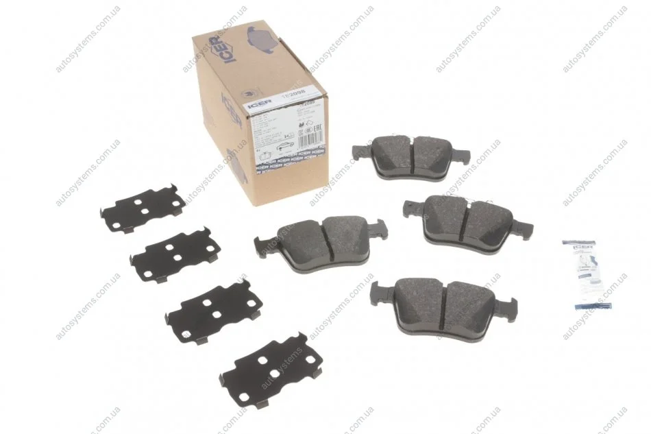 Колодки гальмівні (задні) Skoda Kodiaq/SuperB/VW Touran/Passat B8 14-/Golf/Seat/Audi A3 12-/Q3 18- ICER 182098 (фото 1)