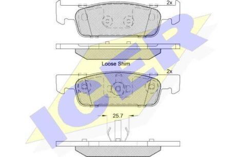 Колодки гальмівні (передні) Dacia Logan II/Sandero II/Renault Logan II/Sandero/Stepway 12- ICER 182115-203