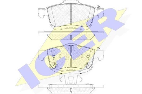 Тормозные колодки дисковые, комплект ICER 182165