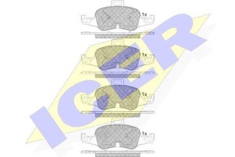 Тормозные колодки дисковые, комплект ICER 182233