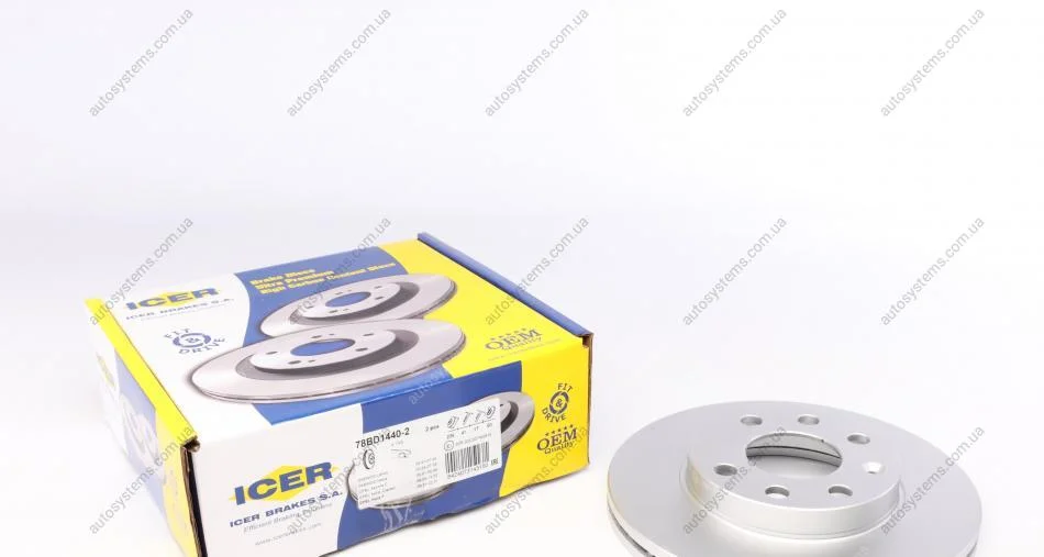 Диск гальмівний (передній) Chevrolet Aveo 03-/Daewoo Lanos 97-/Opel 84-02 (236x20)(з покр)(вент) ICER 78BD1440-2 (фото 1)