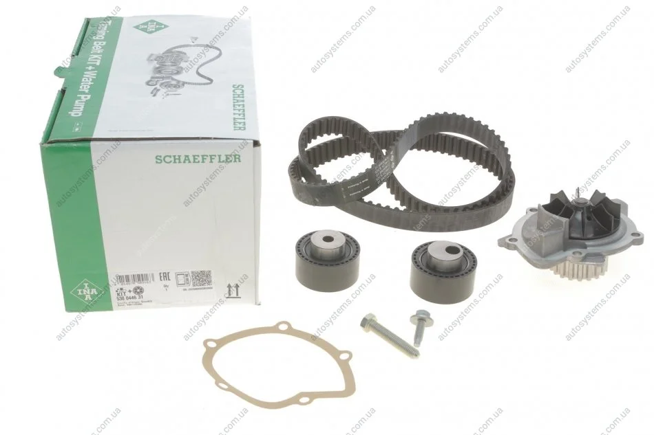 Комплект ГРМ + помпа Peugeot 406/607/807 2.2 HDi 00- (146x25.4) (538 0428 10) INA 530 0446 31 (фото 1)