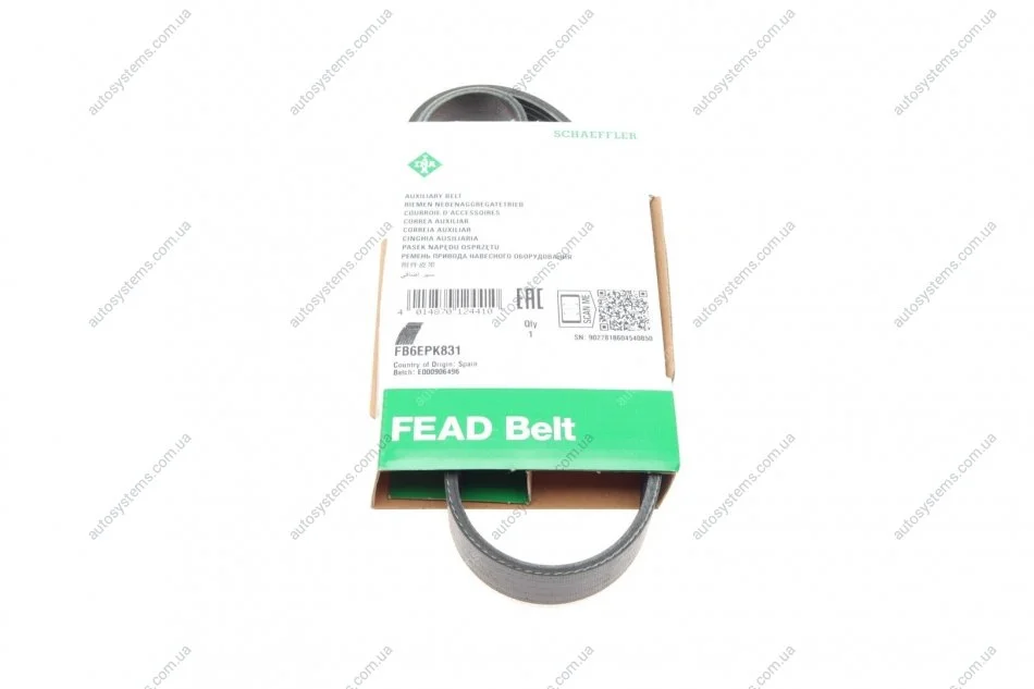 Ремінь генератора Ford Transit 2.0Di/TDCi 00- (-AC) (6PK831) INA FB 6EPK831 (фото 1)