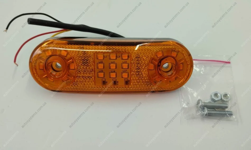 Фонарь габаритный сигнальный LED желтый на 21 диод., ISIKSAN ISS40311 FLR (фото 1)