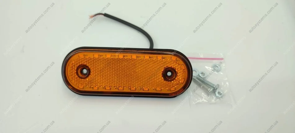 Фонарь габаритно-сигнальный желтый овальный с кронштейном на 20 диодов LED габарит + стробоскоп ISIKSAN ISS40351 F (фото 1)