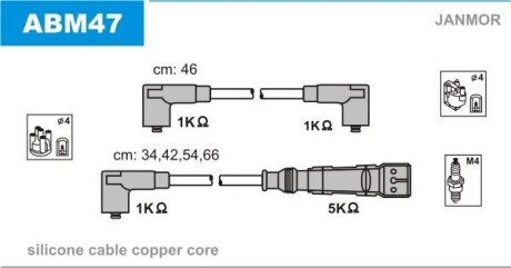 Провода высоковольтные, комплект Janmor ABM47