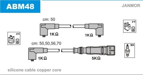 Провода высоковольтные, комплект Janmor ABM48