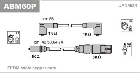 Провода высоковольтные, комплект Janmor ABM60P