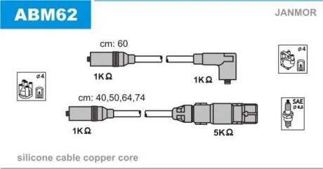 Провода высоковольтные, комплект Janmor ABM62