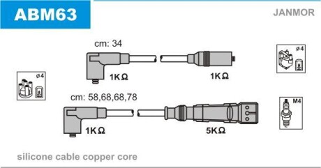 Провода высоковольтные, комплект Janmor ABM63