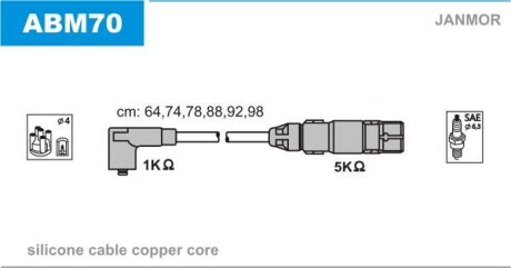 Провода высоковольтные, комплект Janmor ABM70