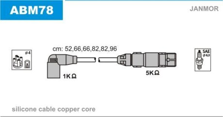 Провода высоковольтные, комплект Janmor ABM78