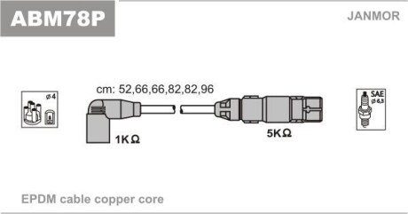 Провода высоковольтные, комплект Janmor ABM78P