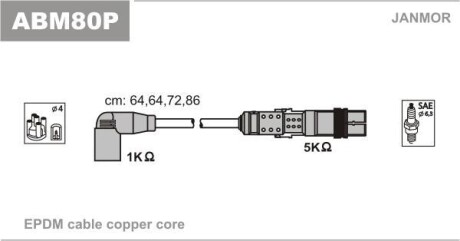 Провода высоковольтные, комплект Janmor ABM80P