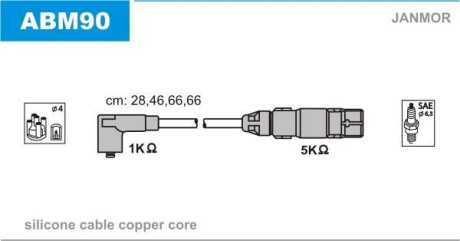 Провода высоковольтные, комплект Janmor ABM90