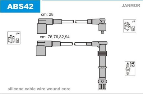 Провода высоковольтные, комплект Janmor ABS42