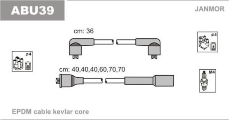 Провода высоковольтные, комплект Janmor ABU39