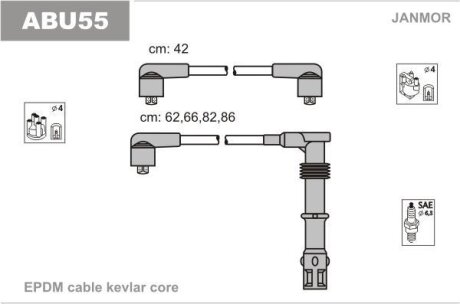 Провода высоковольтные, комплект Janmor ABU55