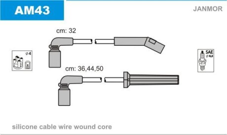 Провода высоковольтные, комплект Janmor AM43