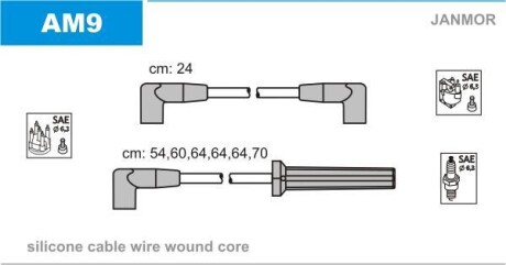 Провода высоковольтные, комплект Janmor AM9