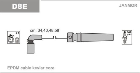 Провода высоковольтные, комплект Janmor D8E