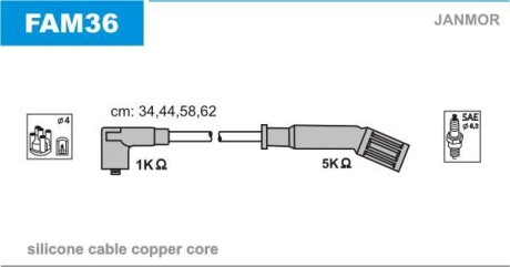 Провода высоковольтные, комплект Janmor FAM36
