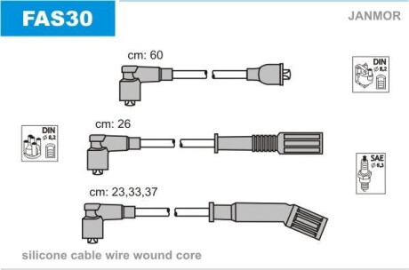Провода высоковольтные, комплект Janmor FAS30
