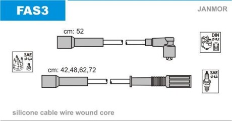 Провода высоковольтные, комплект Janmor FAS3