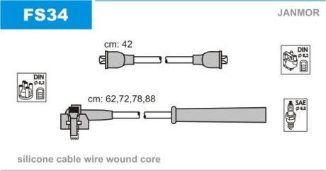 Провода высоковольтные, комплект Janmor FS34