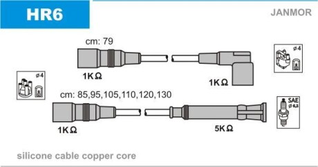 Провода высоковольтные, комплект Janmor HR6